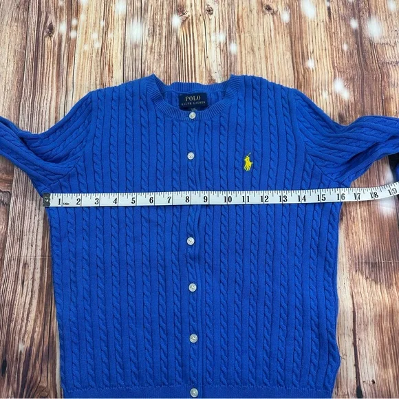 Ralph Lauren Polo Girls Cotton Knit Cable Cardigan Sweater! Size 12/14 Youth - Picture 5 of 14